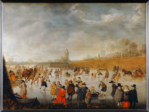 Ice Skating Scene at Kampen by Barent Avercamp