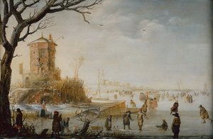 Winter Landscape with Skaters by Barent Avercamp