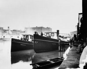 Chicago and Illinois fireboats, Chicago, Illinois, USA, c.1905 (b/w photo) by Barnes and Crosby