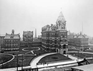 Cook County Hospital, Chicago, Illinois, USA, c.1900 (b/w photo)
