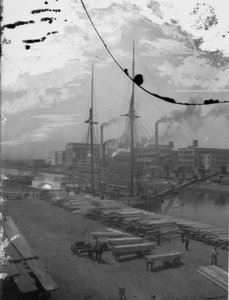 Lumber schooner on the Chicago River, Chicago, Illinois, USA by Barnes and Crosby