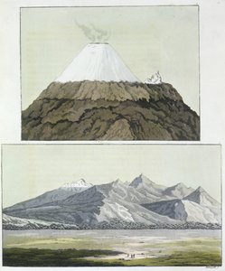 Summit of Cotopaxi (top), and the eruption of Cotopaxi, 1803, from 