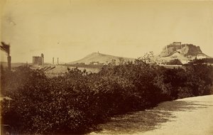 Athens - Temple of Zeus Olympios and Acropolis from the East