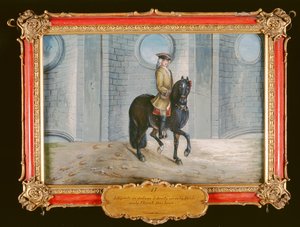 No. 17 A Dark Bay Horse of the Spanish Riding School Performing a Shoulder-In Dressage Step