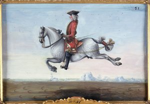 No. 51 A Dappled Grey Horse of the Spanish Riding School Performing a Dressage Movement Called a Capriole