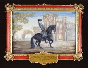 No. 52 Le Bienvenu, a Dark Bay Horse of the Spanish Riding School Performing a Dressage Movement