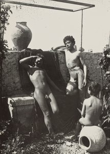 Three Boys in a Garden by Baron Wilhelm von Gloeden