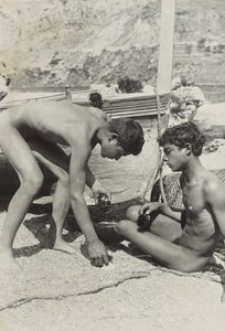 Two Nude Youths with Boat by Baron Wilhelm von Gloeden