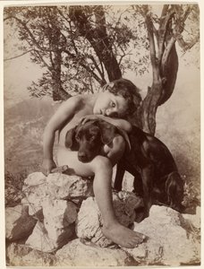 Young Nude Boy and Dog by Baron Wilhelm von Gloeden
