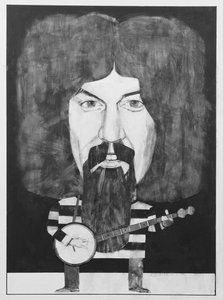 Portrait of Billy Connolly, illustration for The Listener, 1970s