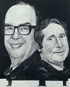 Portrait of Morecambe and Wise, illustration for The Listener, 1970s