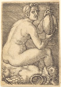 Naked Woman on an Armor (Prudentia?) by Barthel Beham
