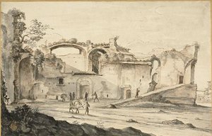 Travelers before a Ruin by Bartholomeus Breenbergh