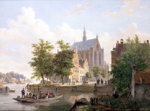 Ferry Crossing a Canal in Haarlem