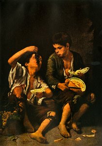 Boys eating Fruit