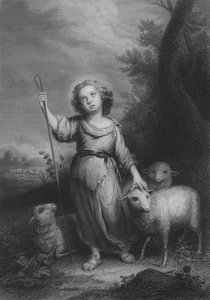 The Good Shepherd (engraving) by Bartolome Esteban (after) Murillo