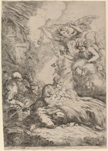 The Holy Family Adored by Angels The Large Nativity by Bartolomeo Biscaino