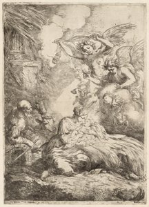 The Holy Family Adored by Angels The Large Nativity by Bartolomeo Biscaino