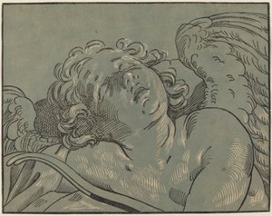 Cupid Asleep by Bartolomeo Coriolano after Guido Reni