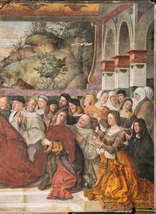 Cardinal Guido of Monfort opening the ark of the Saint, School of the Saint (detail)