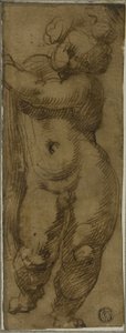 Standing Putto Seen from the Front: Study for the Virgin in Glory with Saints Petronius, Dominic, and Peter Martyr