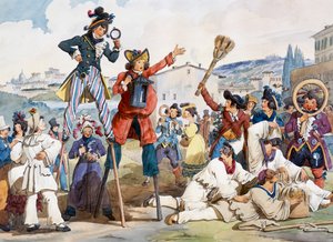 Carnival in Rome, by Bartolomeo Pinelli (1781-1835)