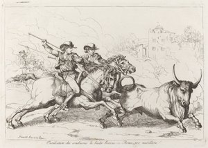 Cattle Driven to the Slaughter in Rome (Plate 16) by Bartolomeo Pinelli