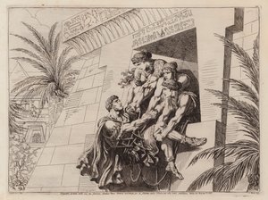 Cleopatra and her companions lifting the dying Mark Antony into their tomb by Bartolomeo Pinelli