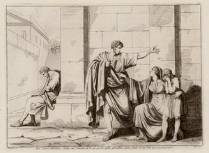 Gaius Gracchus saying goodbye to his wife and son