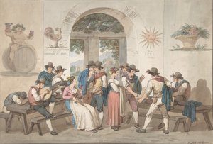 Interior of a Roman Inn, 1817 by Bartolomeo Pinelli
