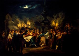 Nocturnal Dance in Piazza Barberini After Harvest