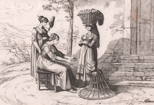 Roman Women in Traditional Costumes, etching by Bartolomeo Pinelli
