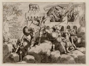 Romans defending the citadel against the Gauls after being warned by the Capitoline Geese, 390 BC by Bartolomeo Pinelli