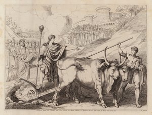 Romulus marking the boundaries of Rome with his plough by Bartolomeo Pinelli