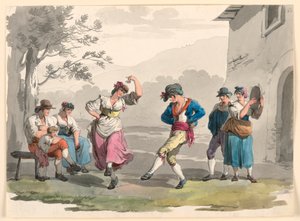 "Saltarello Romano," Dancing Peasants In The Neighborhood of Rome by Bartolomeo Pinelli