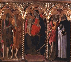 Triptych: Madonna and Child (central panel) with St. John the Baptist, St. Mary Magdalene, St. Christopher and St. Dominic