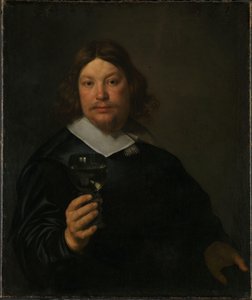 Man holding a Glass of Wine by Bartolomeus van der Helst