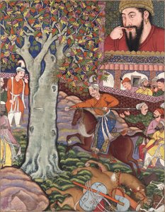 Mahlaj Shows His Skill to Zumurrud Shah and Runs a Spear Through a Tree