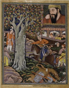 Mahlaj Shows His Skill to Zumurrud Shah and Runs a Spear Through a Tree