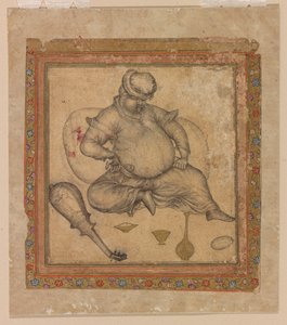 Drunk European Seated on Ground by Basawan Basawan