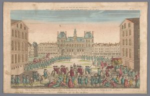 View of the Town Hall in Paris with a Procession Announcing Peace (Publicacion de la Paz en Paris) by Basset
