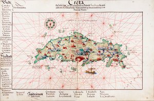 Map of Creta 1554 by Battista Agnese