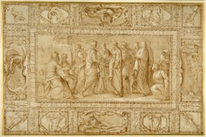 A marriage ceremony and other designs to decorate a ceiling