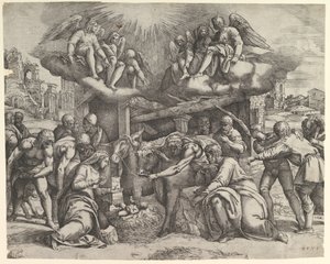 The Adoration of the Shepherds with Angels Overhead by Battista Franco Veneziano