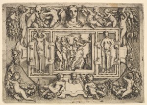 The Cumeaean Sibyl Walking to the Right and Carrying a Tray, Followed by Three Women