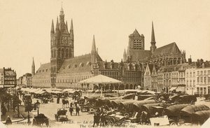The Grand Place on Market Day, Ypres, Belgium