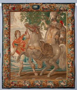 King Alexander the Great tames the horse Bucephale. Tapestry made in the manufactures of Brussels. 16th century Genes, Musei di Strada Nuova by Belgian School
