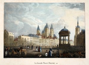 La Grande Place a Tournay by Belgian School