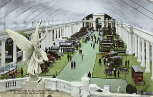 Postcard depicting Motor Vehicles in the British section of the Exposition Universelle in Brussels in 1910