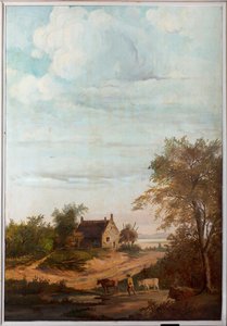 Second Back Room at the Back, Meeting Room, Murals with Rural Scenes in Classical Style, Probably from Around 1810, Scene 7